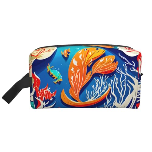Kulturbeutel mit tropischem Seefisch-Druck, Reise-Kulturbeutel, Make-up-Tasche, Kosmetiktasche, zum Aufhängen für Damen und Herren, Fitnessstudio von ERSDWRE