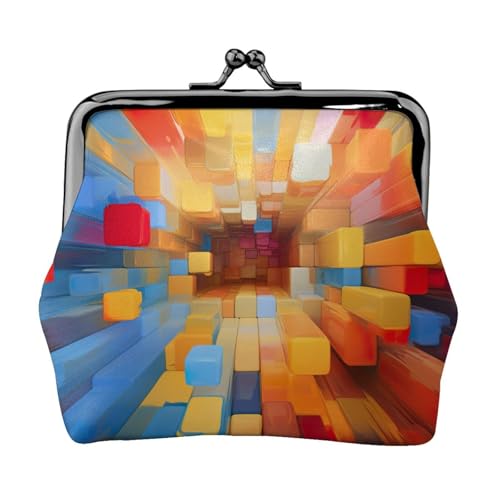 Lebendige Farbpalette 2 Druck Vintage Leder Kleingeldbörse Elegante kleine Münzbörse für Frauen Münztasche Geldbörse Mini von ERSDWRE