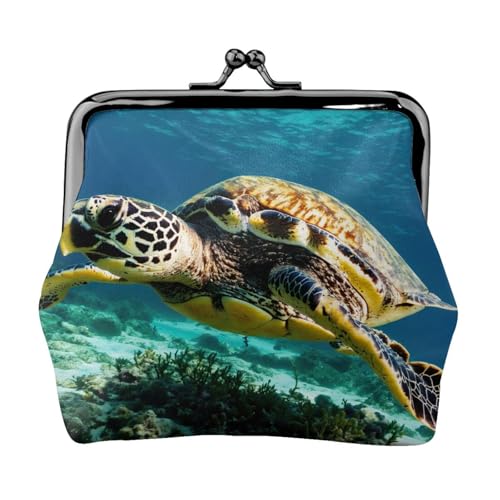 Lord Howe Island Sea Turtle Print Vintage Leder Kleingeldbörse Elegante kleine Münzbörse für Frauen Münzbeutel Geldbörse Mini von ERSDWRE