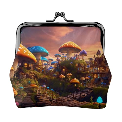 Magic Mushroom Print Vintage Leder Kleingeldbörse Elegant Kleine Münzbörse für Frauen Münzbeutel Geldbörse Mini von ERSDWRE