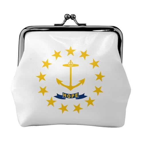 Rhode Island State Flag Print Vintage Leder Kleingeldbörse Elegant Kleine Münzbörse für Frauen Münzbeutel Geldbörse Mini von ERSDWRE