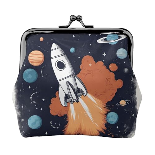 Rocket in Space Print Vintage Leder Kleingeldbörse Elegante kleine Münzbörse für Frauen Münztasche Geldbörse Mini Rocket in Space Print Vintage Leder Kleingeldbörse Elegante kleine Münzbörse für Frauen Münztasche Geldbörse Mini von ERSDWRE