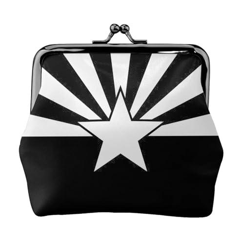 Schwarze Arizona-Flaggen-Druck, Vintage-Ledergeldbörse, elegante kleine Münzbörse für Damen, Münztasche, Geldbörse, Mini von ERSDWRE