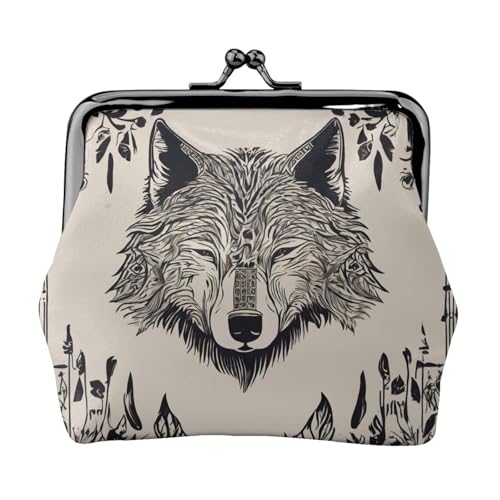 Wolf Motive Food03 Print Vintage Leder Kleingeldbörse Elegant Kleine Münzbörse für Frauen Münzbeutel Geldbörse Mini von ERSDWRE