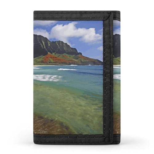 ERSTSNCK Kauai Hawaii Seashore Travel Wallet Sleek ID Card Holder Slim Security Three Fold Purse for Men And Women von ERSTSNCK