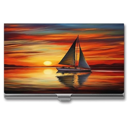 ERSTSNCK Sunrise Visitenkartenhalter mit Segelboot, Metall, personalisierbar, superleicht, Visitenkartenetui, schmal, Namenskartenhalter, Organizer mit Schnalle, für Männer und Frauen ERSTSNCK Sunrise Visitenkartenhalter mit Segelboot, Metall, personalisierbar, superleicht, Visitenkartenetui, schmal, Namenskartenhalter, Organizer mit Schnalle, für Männer und Frauen von ERSTSNCK