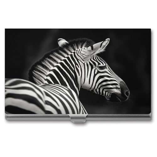 ERSTSNCK Visitenkartenetui aus Metall, Zebramuster, personalisierbar, superleicht, schlankes Design, für Damen und Herren, Schwarz / Weiß ERSTSNCK Visitenkartenetui aus Metall, Zebramuster, personalisierbar, superleicht, schlankes Design, für Damen und Herren, Schwarz / Weiß von ERSTSNCK