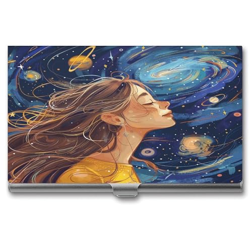 ERSTSNCK Visitenkartenhalter für Damen, langes Haar, Metall, personalisierbar, superleicht, Visitenkartenetui, schmal, mit Schnalle, für Männer und Frauen von ERSTSNCK