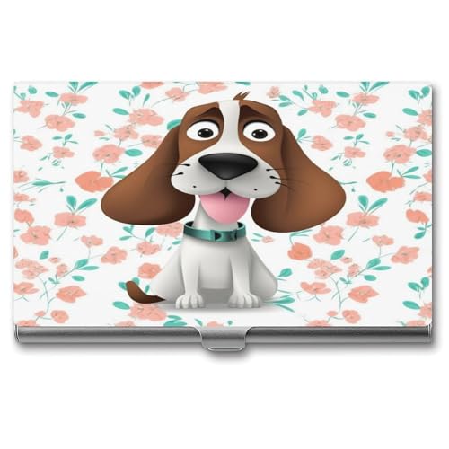 ERSTSNCK Visitenkartenhalter mit lustigem Hund, Metall, personalisierbar, superleicht, Visitenkartenetui, schmal, Namenskartenhalter, Organizer mit Schnalle, für Männer und Frauen von ERSTSNCK