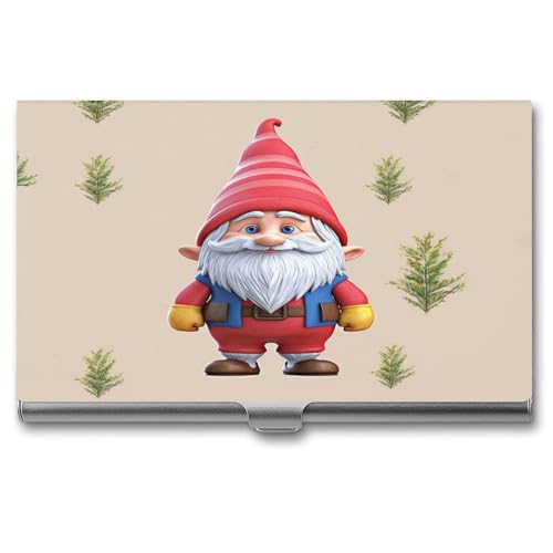 ERSTSNCK Visitenkartenhalter mit niedlichem Zwerg, Metall, personalisierbar, superleicht, Visitenkartenetui, schmal, Namenskartenhalter, Organizer mit Schnalle, für Männer und Frauen von ERSTSNCK