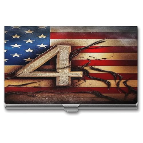 ERSTSNCK Visitenkartenhalter mit patriotischer Flagge, Metall, personalisierbar, superleicht, Visitenkartenetui, schmal, Namenskartenhalter, Organizer mit Schnalle, für Männer und Frauen von ERSTSNCK