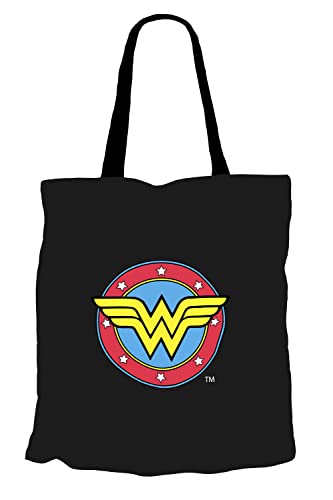ERT GROUP Original und offiziell lizenziert von DC schwarz Umhängetasche aus Segeltuch mit Aufdruck, Muster Wonder Woman 002, Baumwolle von ERT GROUP