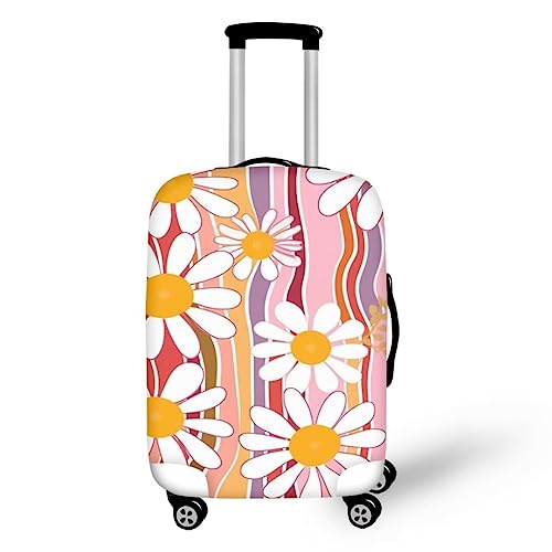 ERTYBD Gepäckhülle für Damen, Leopardenmuster, personalisierbar, kratzfest, praktisch, Leopardenmuster, Rosa / Gänseblümchendesign, L von ERTYBD