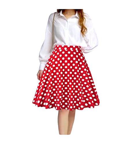 Unterwäsche & Dessous Für Damen Retro-Stil Sommer Roter Boden Und Weißer Polka-Dot-Rock Mit Großem Saum Kurzer Rock A-Linien-Rock-XXL_A von ERTYUIO