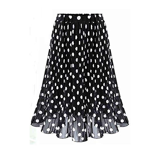 Kurzer Rock Damen Herbst Frauen Polka Dot Rock Chiffon Hohe Taille A Linie Midi Röcke Süße Mädchen Nobel Lässig Elegant-Black_XL von ERTYUIO