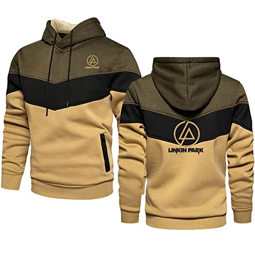 ERWAAD Herren Kapuzenpullover Sweatshirts für Linkin Park 3D Druck Lässiger Patchwork-Kapuzenpullover Warmes Kapuzentop Leichter Kapuzenpulli in Kontrastfarbe mit Kapuze und Taschen-Red||5XL von ERWAAD