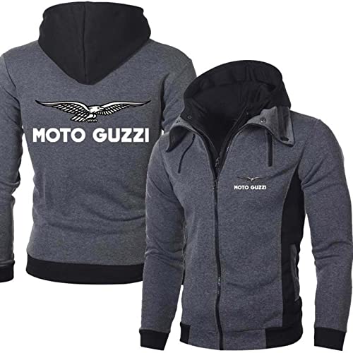 ERWAAD Herren-Kapuzenpullover für Moto Guzzi Druck Zip up Langarm Fleece Jacke Mäntel Leichtes Sweatshirt mit Kapuze Frühling Winddicht Reißverschluss Strickjacke Tops mit Taschen-Black||XL von ERWAAD