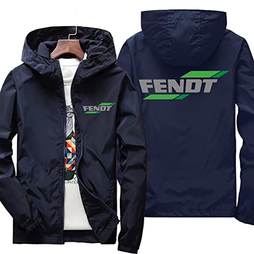 ERWAAD Herren Outdoor-Softshell-Jacke für Fendt Print Wasserdichter leichter Windbreaker Wandern Camping Kapuzenjacke mit Reißverschluss Winddichter Frühlingsmantel-Dark Blue||M von ERWAAD