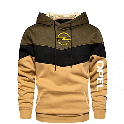 ERWAAD Herren Pullover Hoodie Für Opel Druck Sweatshirt Schwergewicht Mode Sweatshirt Lässiges Langarm-Kapuzenshirt Mit Kontrastfarbe Frühling Sport Pullover Patchwork Pullover-White||M von ERWAAD
