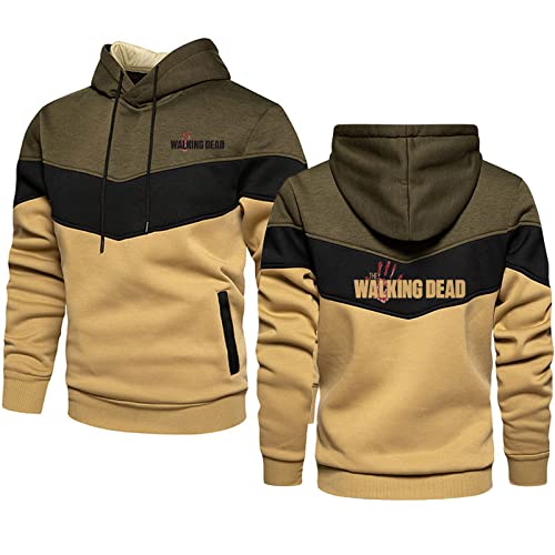 ERWAAD Herren Pullover Hoodie -The Walking Dead Druck Kontrastfarbener Kapuzenpullover Leichter Langärmeliger Pullover Lose Pullover Mit Kordelzug Tops Mit Kängurutasche-White||M von ERWAAD