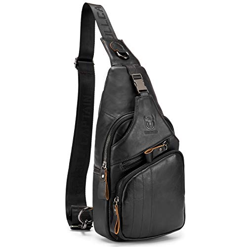 ERYUE Sling Bag-Herren-Schultertasche Wasserdicht Anti-Diebstahl Echtes Leder Brusttasche Umhängetasche Umhängetasche Lässige Umhängetasche von ERYUE