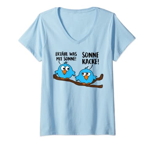 Damen ERZÄHL WAS MIT SONNE! - SONNE KACKE! X Vögel Vogel Liebe Fun T-Shirt mit V-Ausschnitt Damen ERZÄHL WAS MIT SONNE! - SONNE KACKE! X Vögel Vogel Liebe Fun T-Shirt mit V-Ausschnitt von ERZÄHL WAS MIT SONNE - SONNE KACKE X Lustige Vögel
