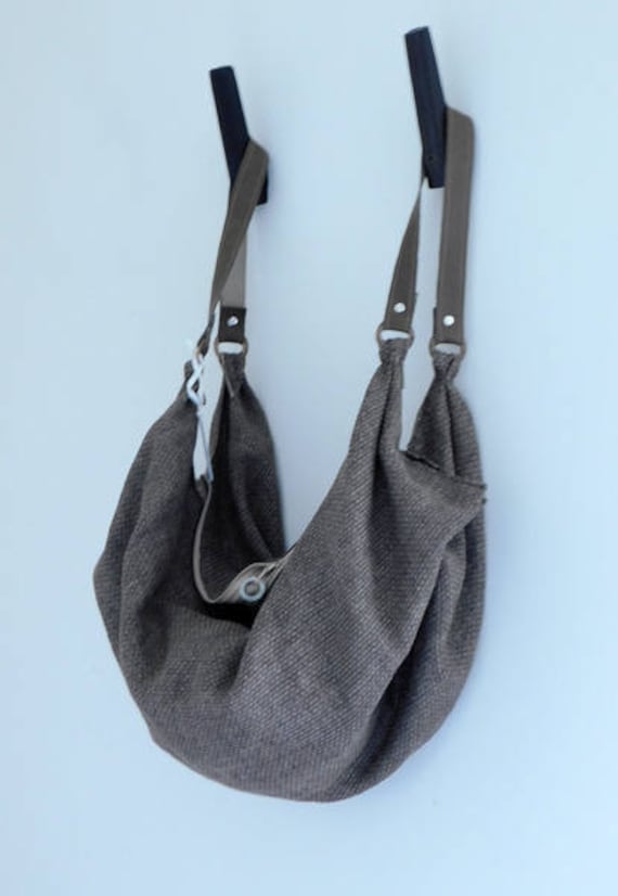 Tropfenförmige Tasche _ Aus Leinen Handgefertigt Schulterriemen Leder von ERcreazioni