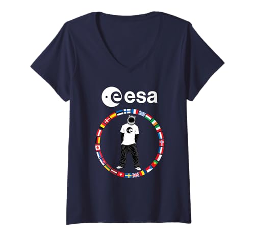 Damen ESA Astronaut Cool Outfit in Mitgliedstaaten Flagge T-Shirt mit V-Ausschnitt Damen ESA Astronaut Cool Outfit in Mitgliedstaaten Flagge T-Shirt mit V-Ausschnitt von ESA Astronaut Mitgliedstaaten Flagge Weiß