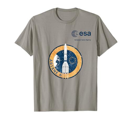 ESA European Space Agency Ariane 6 Rakete Patch scratch T-Shirt von ESA European Space Agency Ariane 6 scratch Blau