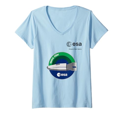 Damen ESA European Space Agency Mission Space Rider Rakete Patch T-Shirt mit V-Ausschnitt Damen ESA European Space Agency Mission Space Rider Rakete Patch T-Shirt mit V-Ausschnitt von ESA European Space Agency Space Rider Rakete Black