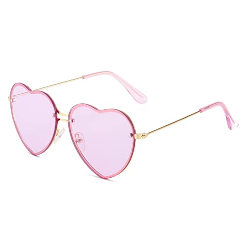 ESALIA Retro Damen Sonnenbrille Metall Rahmen Farbige Linse Love Shape Brille Candy Color Sunglasses Lila von ESALIA
