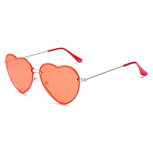 ESALIA Retro Damen Sonnenbrille Metall Rahmen Farbige Linse Love Shape Brille Candy Color Sunglasses Rot von ESALIA