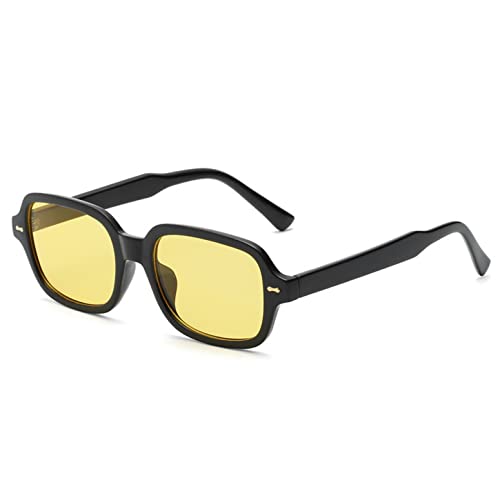 ESALIA Retro Ovale Sonnenbrille Gelb Gradient Brille Transparente Linse Vintage Tinted Sunglasses für Damen Herren Schwarz Leichtgelb von ESALIA