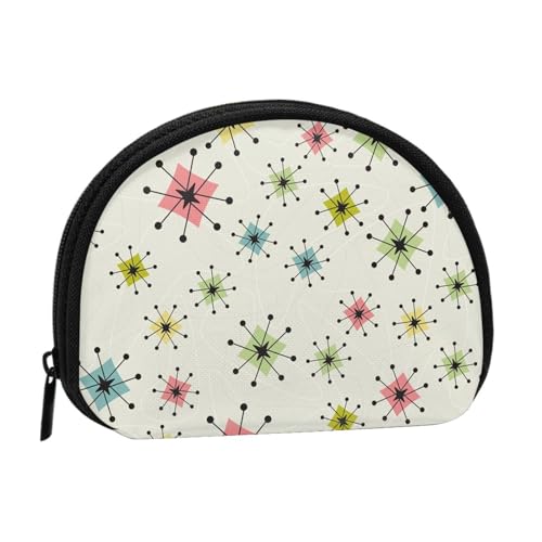 Atomic Stars Pattern Print Mini Coin Storage Bag - Full-Print-Design, Polyesterfaser-Material, kompakte Größe, praktisch und vielseitig, Schwarz , Einheitsgröße von ESASAM