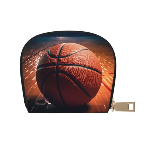 Basketball Sport Leder halbrunde Kartentasche kompakt und praktisch, einfach zu verstauen von ESASAM