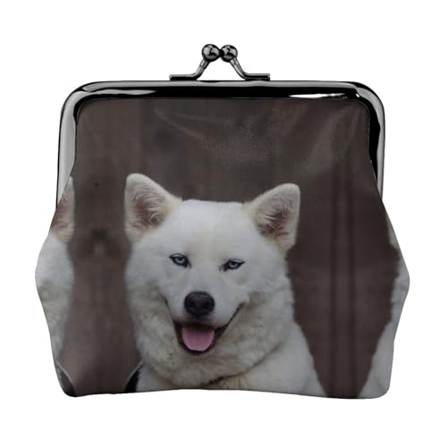 Blue Eyed White Husky Printed Microfiber Leather Kiss Lock Mini Wallet, Compact, Wearable and Easy to Carry., Blue Eyed White Husky, Einheitsgröße, Münzbeutel von ESASAM