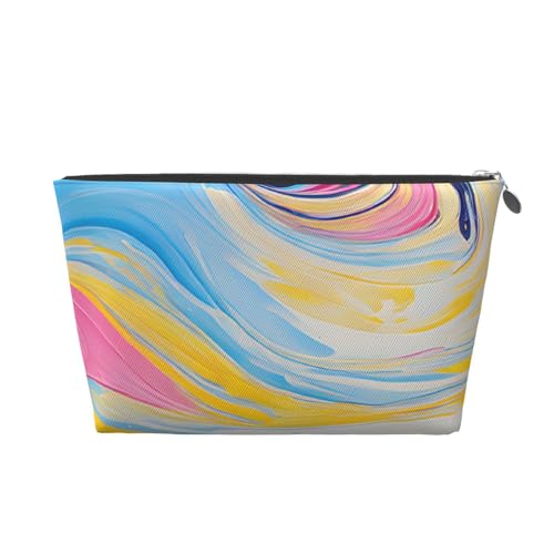 Bunte Batik-Kulturtasche aus Leder, ein modischer und praktischer Make-up-Organizer, silber, Einheitsgröße Bunte Batik-Kulturtasche aus Leder, ein modischer und praktischer Make-up-Organizer, silber, Einheitsgröße von ESASAM
