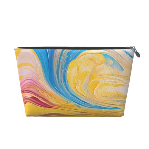 Bunte Batik-Kulturtasche aus Leder, ein modischer und praktischer Make-up-Organizer, silber, Einheitsgröße von ESASAM