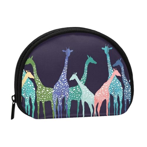 Bunte Giraffen-Fans Lovers Print Mini Münzaufbewahrungstasche – Volldruck-Design, Polyesterfaser-Material, kompakte Größe, bequem und vielseitig, Schwarz , Einheitsgröße von ESASAM