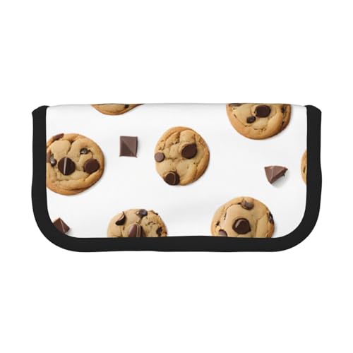 Cookies Food Chocolate Chip Biscuits Große Kapazität Leinwand Federmäppchen Robust und Langlebig Einfach zu Ordnen Verstauen, Schwarz , Einheitsgröße, Schulrucksack von ESASAM