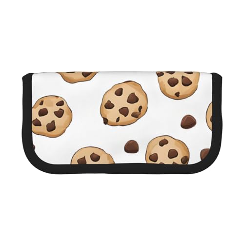 Cookies Food Chocolate Chip Biscuits Große Kapazität Leinwand Federmäppchen Robust und Langlebig Einfach zu Ordnen Verstauen, Schwarz , Einheitsgröße, Schulrucksack von ESASAM