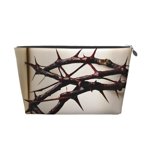Crown of Thorns Leder-Reise-Kulturbeutel, ein modischer und praktischer Make-up-Organizer, silber, Einheitsgröße Crown of Thorns Leder-Reise-Kulturbeutel, ein modischer und praktischer Make-up-Organizer, silber, Einheitsgröße von ESASAM