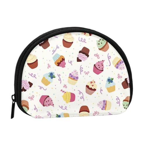 Delicious Cupcakes Print Mini Coin Storage Bag - Full-Print-Design, Polyesterfaser-Material, kompakte Größe, praktisch und vielseitig, Schwarz , Einheitsgröße von ESASAM