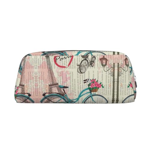 Dreidimensionales Federmäppchen mit Eiffelturm-Motiv, Leder, mit Reißverschluss, einfach und elegant, modisch und praktisch, silber, Einheitsgröße, Schulranzen von ESASAM