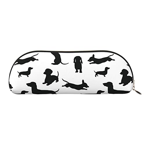 ESASAM Black Dogs Dackel-Aufbewahrungstasche aus Leder, halbrunde Form, einfach und modisch, gold, Einheitsgröße, Schulrucksack von ESASAM