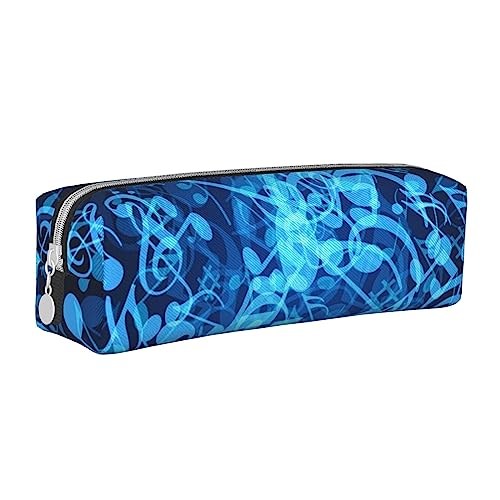 ESASAM Blaues Federmäppchen mit Musiknoten, einfaches und stilvolles Leder-Federmäppchen – Schreibwaren-Organizer und Reiseaufbewahrung, Stiftehalter, Federmäppchen, Federmäppchen, Künstlerbedarf, von ESASAM