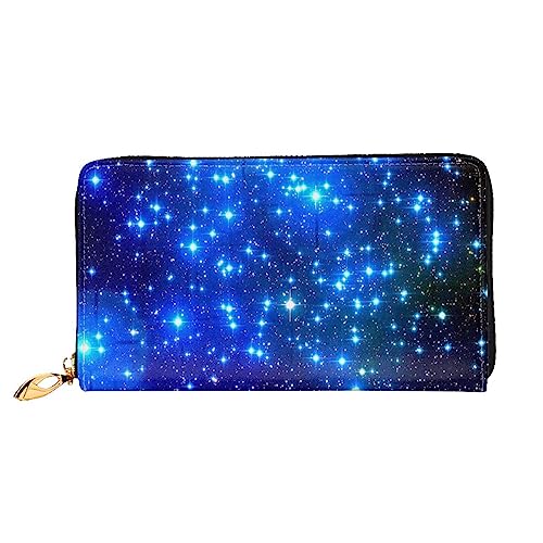 ESASAM Blue Shining Stars Luxuriöse und strapazierfähige Ledergeldbörse für Damen und Herren - Multifunktional und sicher, Nano-Prägung, perfekt für den täglichen Gebrauch und besondere Anlässe, Blau von ESASAM