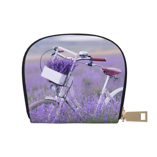 ESASAM Bowling Leather Shell Card Bag - Compact and Durable Card Wallet, Multiple Slots Card Organizer, Secure, Portable and Large Capacity Card Holder, Lavender Field Bike, Einheitsgröße von ESASAM