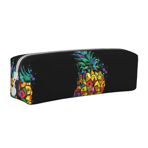 ESASAM Bunte Ananas-Federmäppchen, einfaches und stilvolles Leder-Federmäppchen – Schreibwaren-Organizer und Reiseaufbewahrung, Stifthalter, Federmäppchen, Federmäppchen, Federmäppchen, Kunstbedarf, von ESASAM