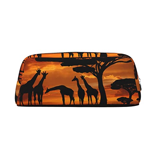 ESASAM Bunte gelbe Papageien auf Zweig Mode gedruckt Leder Reißverschluss Bleistift Tasche, Afrika Giraffe Majestic Tree, Einheitsgröße, Kinderrucksack von ESASAM